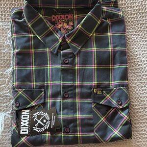 DIXXON Men's Black and Pink Plaid Shirt